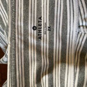 Athleta Striped Gray and White Top